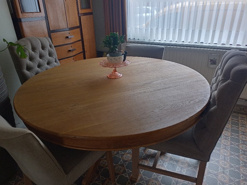 massieve, ronde tafel, 100 à 150 cm, Cinq personnes ou plus, Rustiek, Rond