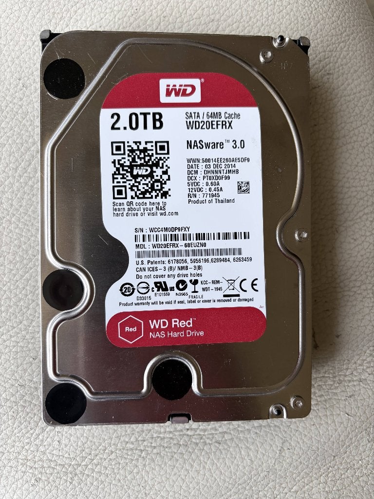 2x 2TB WD Red disques dur NAS en tres bon état., Enlèvement ou Envoi, HDD, Interne, Serveur