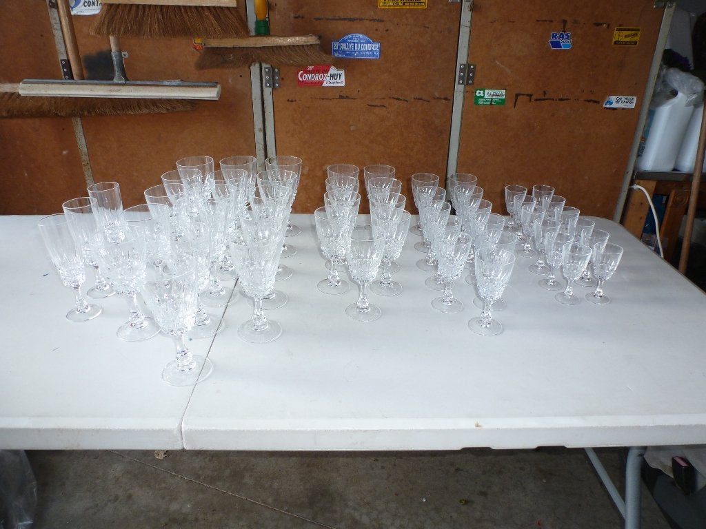 51 verres cristal d'Arques mod. Pompadour, Enlèvement