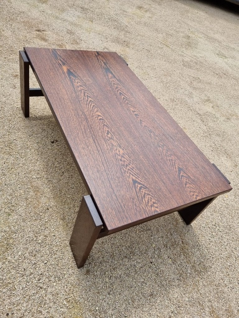 Vintage salontafel in wenge hout en wit formica, jaren 60-70, Enlèvement