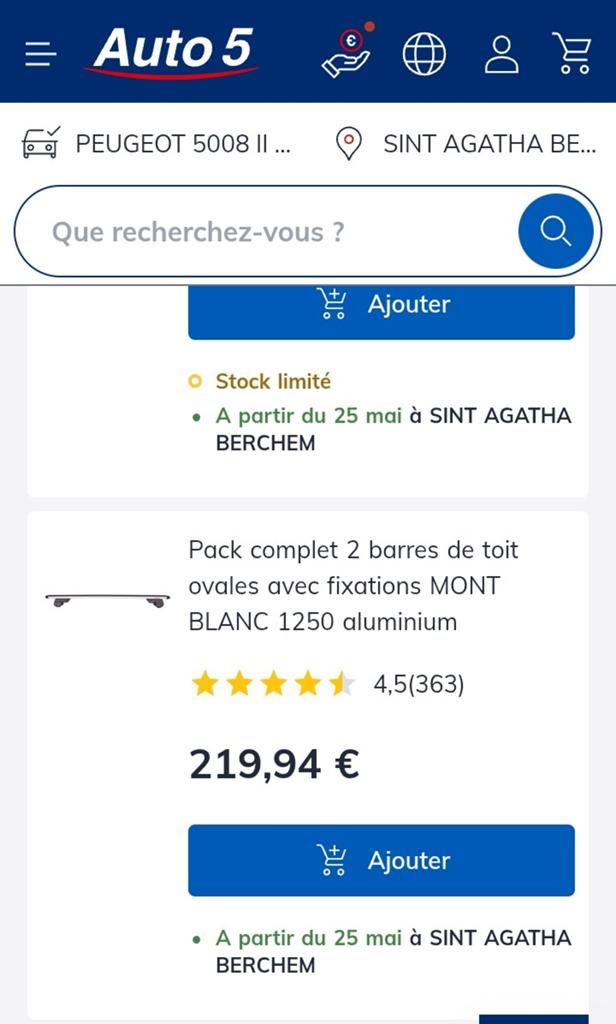 Barre de toit Peugeot 5008, Enlèvement