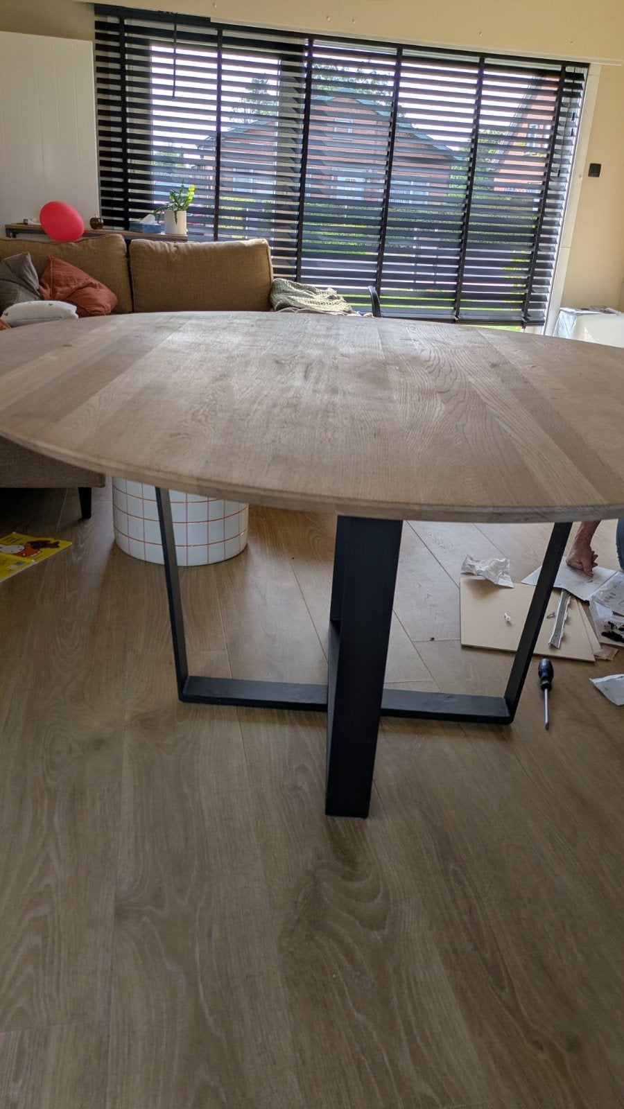 massief eiken eettafel, Huis en Inrichting, Ophalen, Gebruikt, 100 tot 150 cm, Vier personen