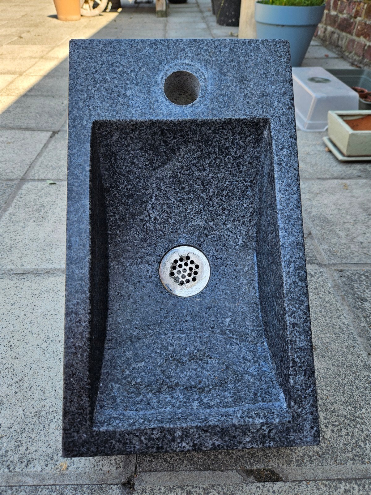 wastafel, lavabo natuursteen zwartgrijs, Huis en Inrichting, Ophalen, Gebruikt, Wasbak of Wastafel