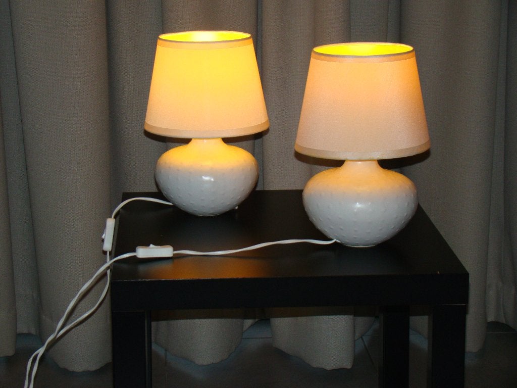 Tafellampen Beige-Wit - 2 stuks, Steen/keramiek, Overige merken, 32 cm, Inclusief lichtbron