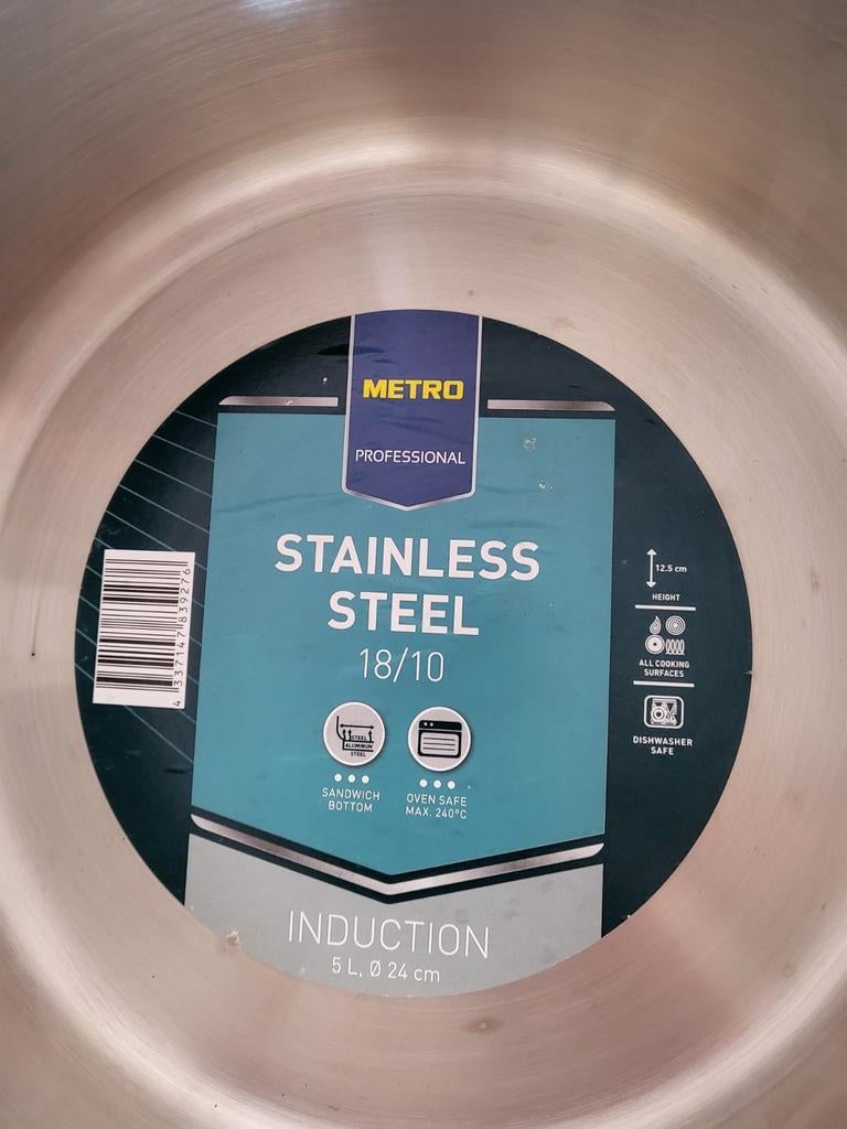 NIEUWE grote steelpan kookpot professionele kwaliteit, Huis en Inrichting, Inox, Nieuw, Keramische plaat, Ophalen