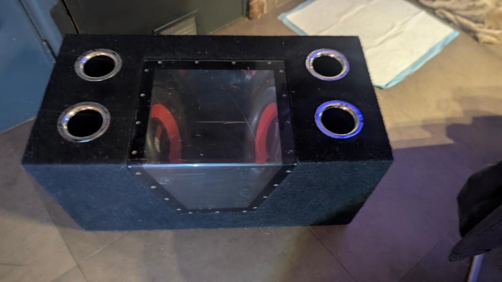 Sub-kist auto 2x1000w Earthquake afgewerkt plexi/spiegel, Enlèvement, Comme neuf