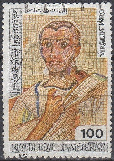 Tunesië - Romeins mozaiek van dichter Virgillius - 1976, Postzegels en Munten, Ophalen of Verzenden, Tunesië