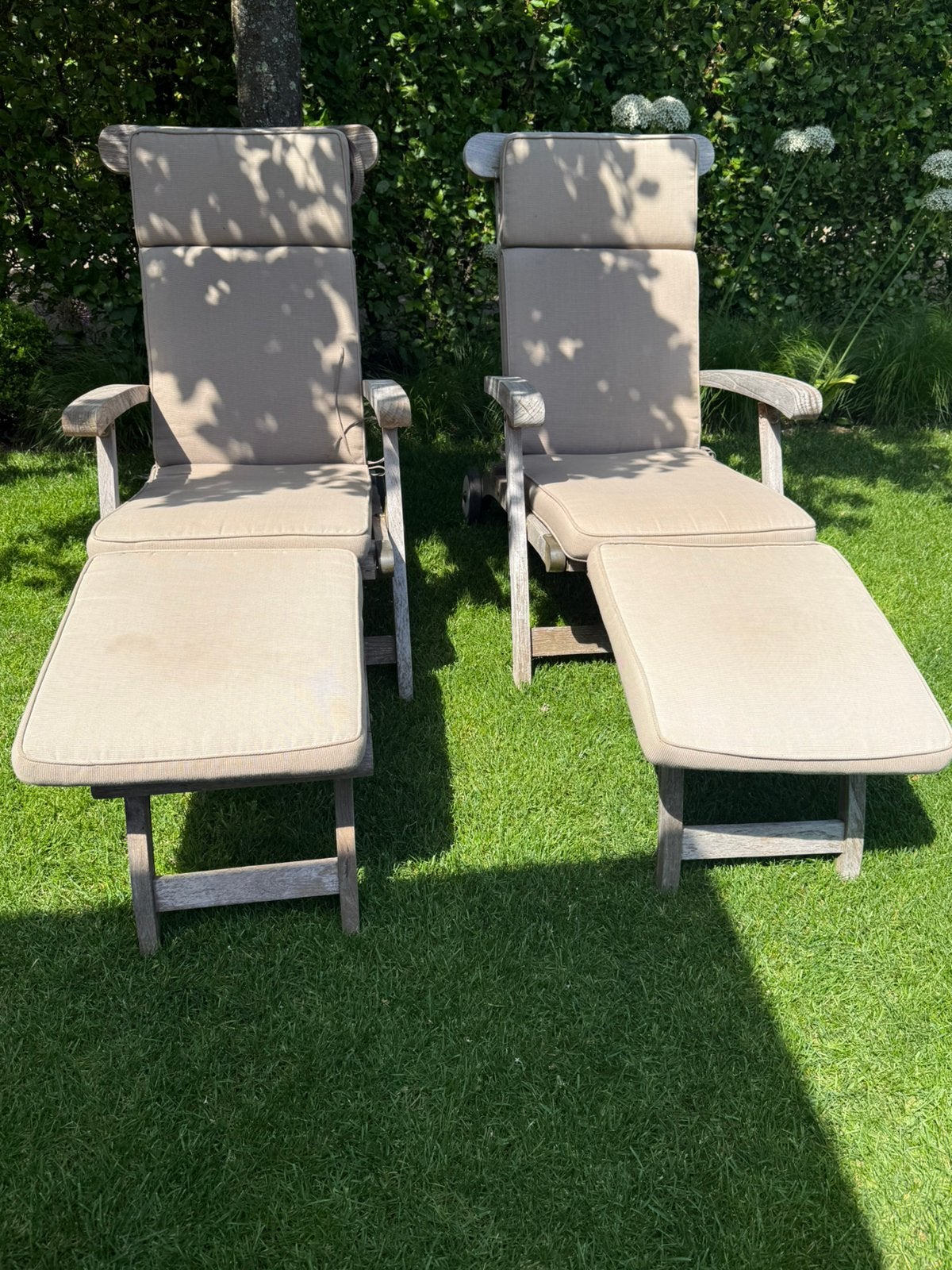 2 kussens voor deckchairs of ligstoelen, Ophalen, Zo goed als nieuw
