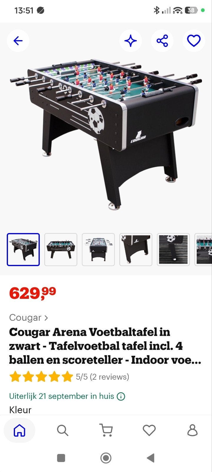 NIEUW IN DOOS Cougar Arena voetbaltafel, Ophalen