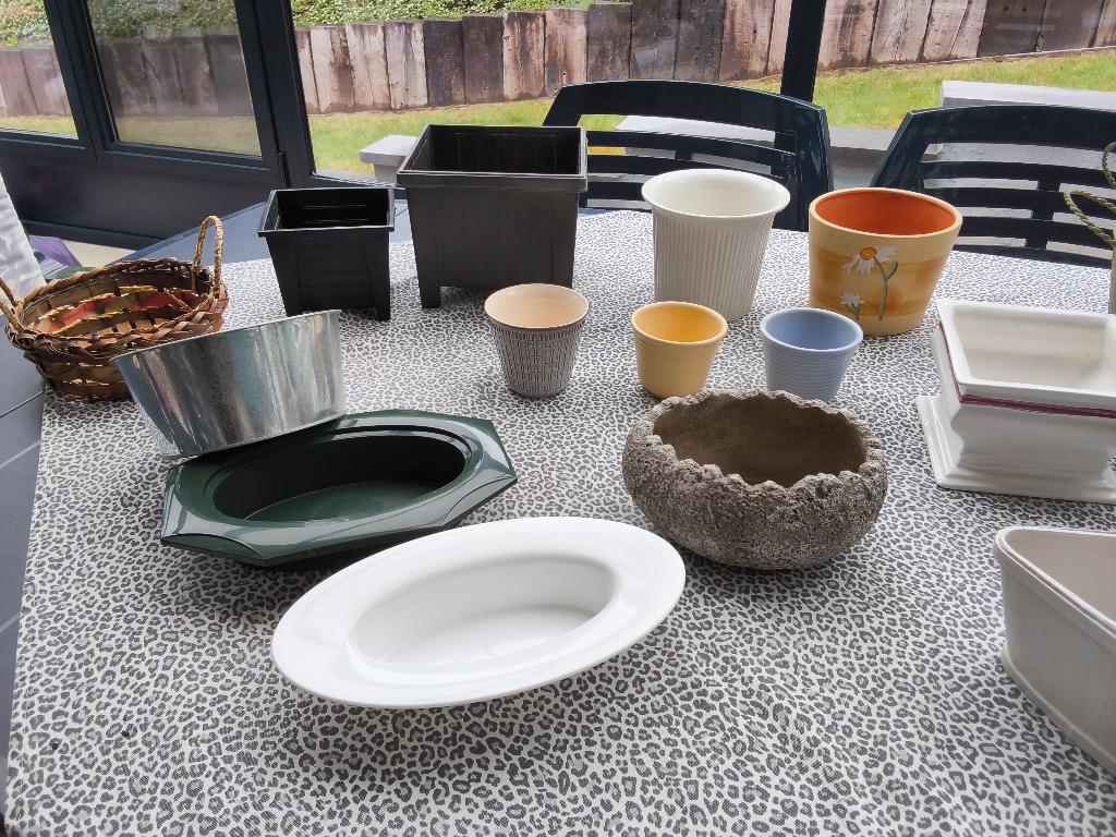 Lot cache-pots & vasques déco pour plantes et compositions, Jardin & Terrasse, Enlèvement ou Envoi, Intérieur, Autres matériaux