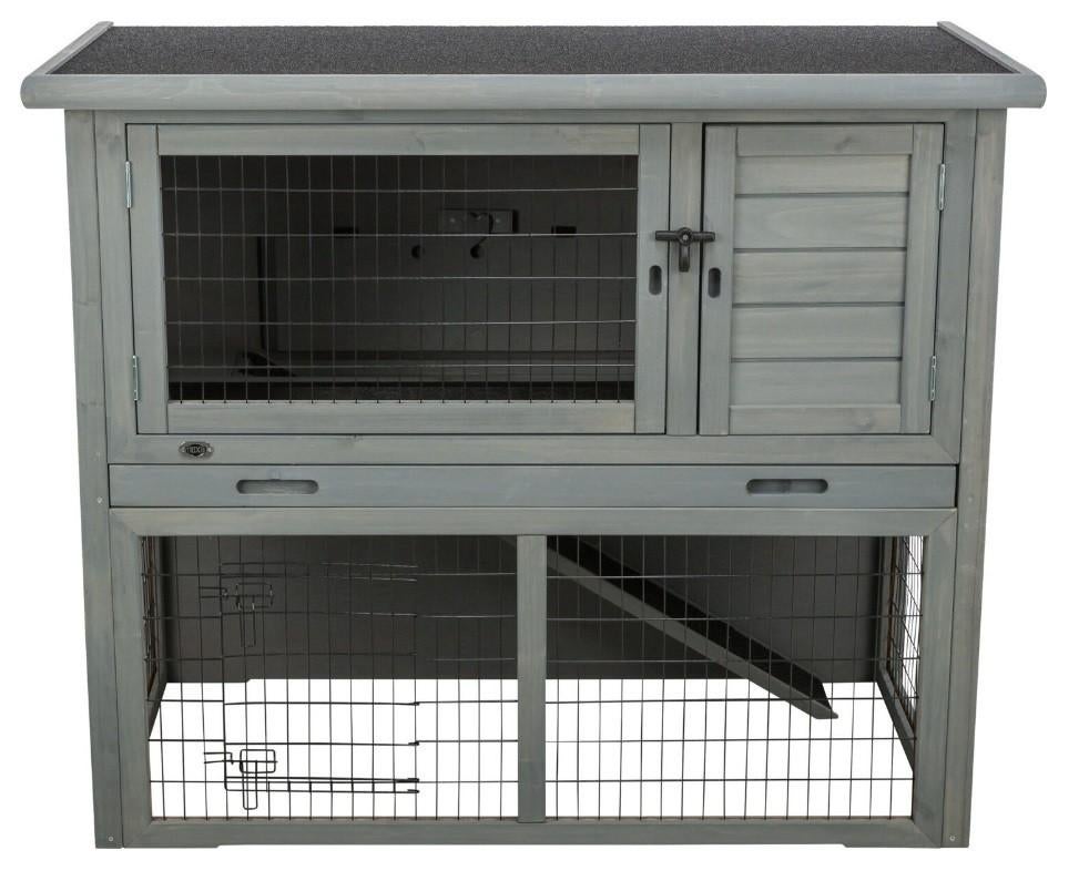 Clapier à lapins en bois Natura XL gris, Animaux & Accessoires, Neuf, 90 cm ou plus, Niche, Cobaye
