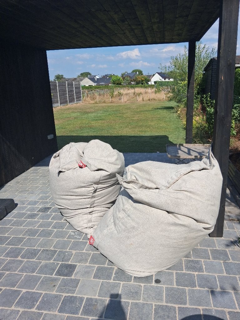2 Coussins/poufs fatboy exterieur beige, Ophalen, Gebruikt, Beige, Zitzak