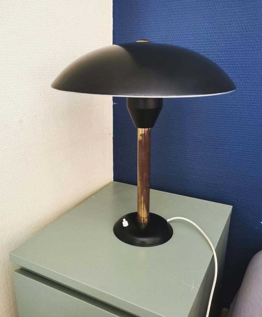 Vintage champignon mushroom tafellamp Kalff stijl zwart, Ophalen of Verzenden