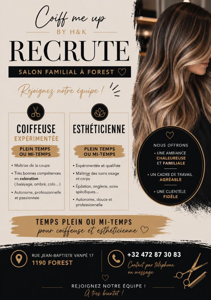 Chercher coiffeuse, Offres d'emploi, Emplois | Beauté, Horaire variable, À partir de 3 ans, Autres formes