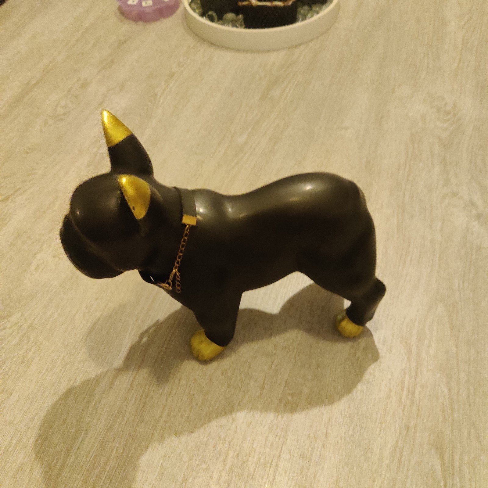 Modern Design Beeldje Franse Bulldog (Zwart / Goud), Ophalen, Nieuw, Dier