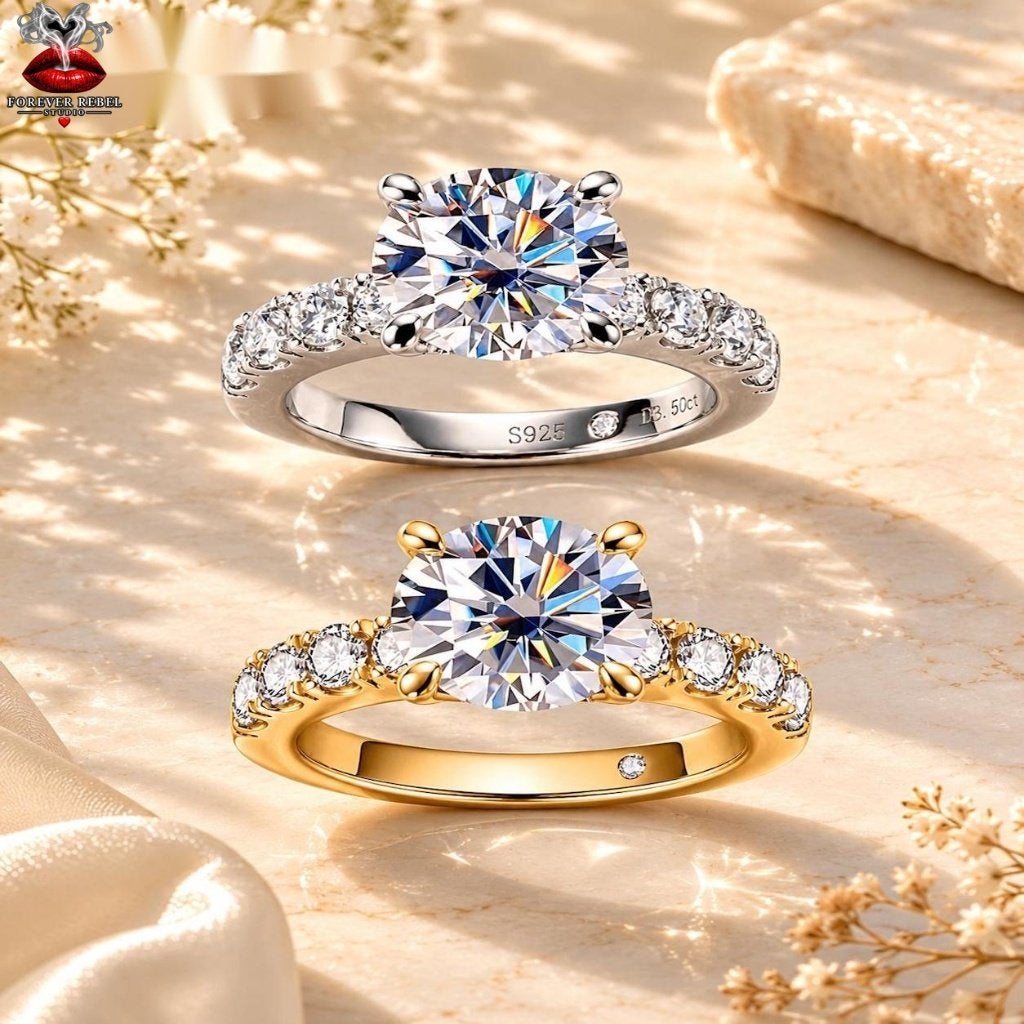 Celine Liora 4.3 ct Moissanite Ring 925 Zilver Diverse Maten, Bijoux, Sacs & Beauté, Neuf, Enlèvement ou Envoi, Argent, Argent