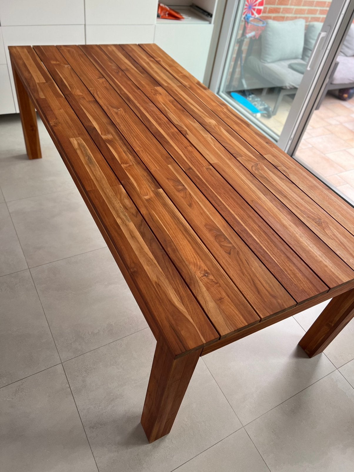 Table teck massif, Ophalen, Zo goed als nieuw, Teakhout