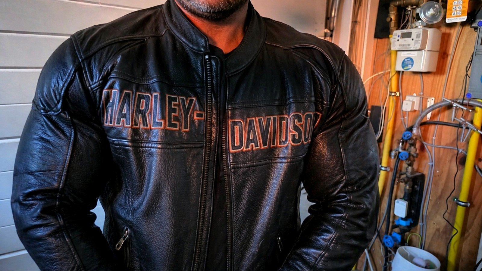 Kwaliteits Leder Harley Jas origineel maat L, Motoren, Particulier, Gebruikt