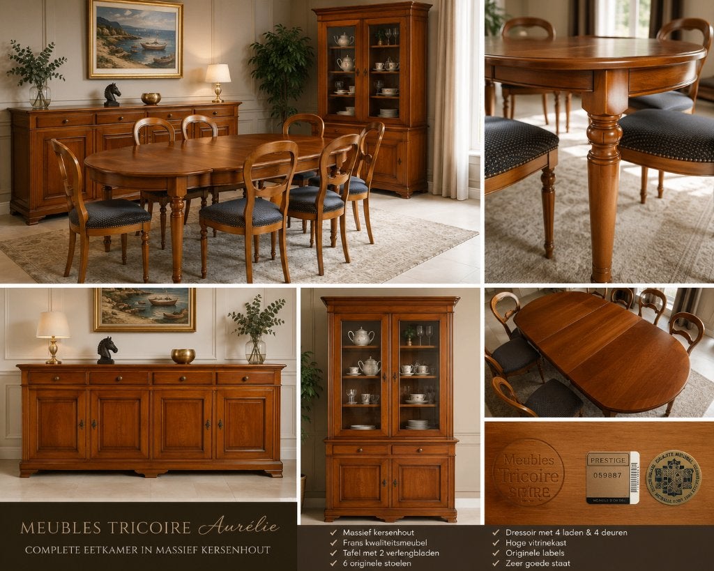 Meubles Tricoire « Aurélie » — Salle à manger en merisier, Maison & Meubles, Salles à manger complètes, Comme neuf, 4 à 6 chaises