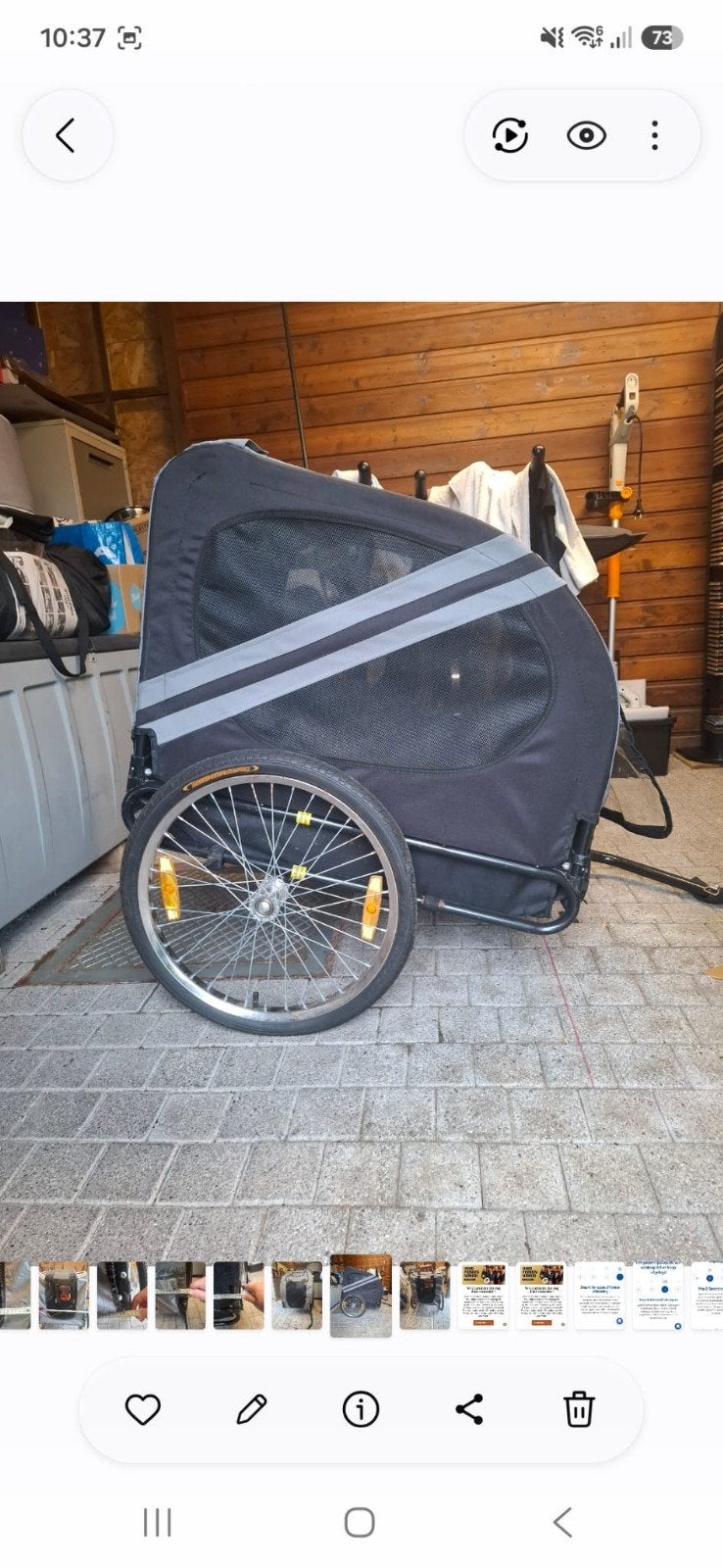 Hondenfietskar VidaXL, Autres marques, Enlèvement, Utilisé, Remorque de vélo pour chien