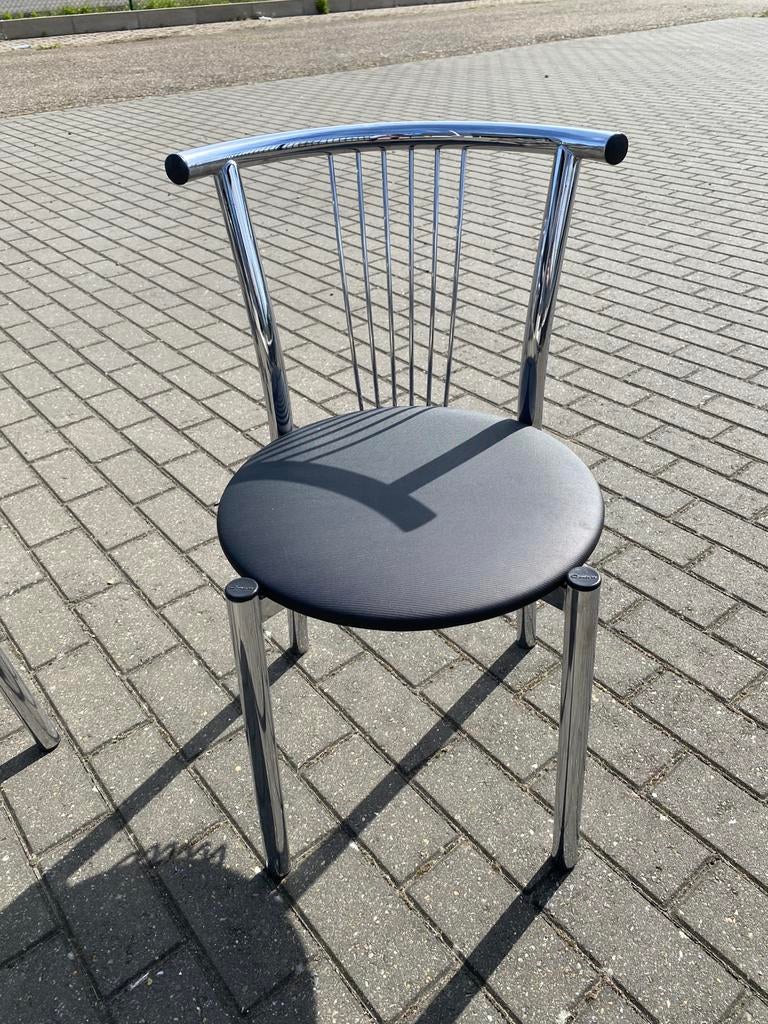 Set van 8 Calligaris design stoelen chroom & zwart, Huis en Inrichting, Stoelen, Ophalen, Zo goed als nieuw, Zwart