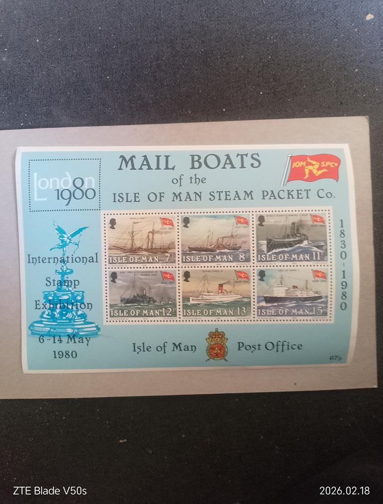 Postzegels Isle of man London 80  ship, Postzegels en Munten, Ophalen of Verzenden