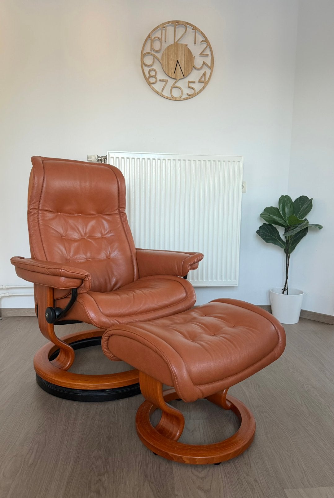 Fauteuil design Stressless + repose-pieds très confortable, 75 à 100 cm, Leolux Vitra Artifort Hukla Durlet De Sede FSM Eames