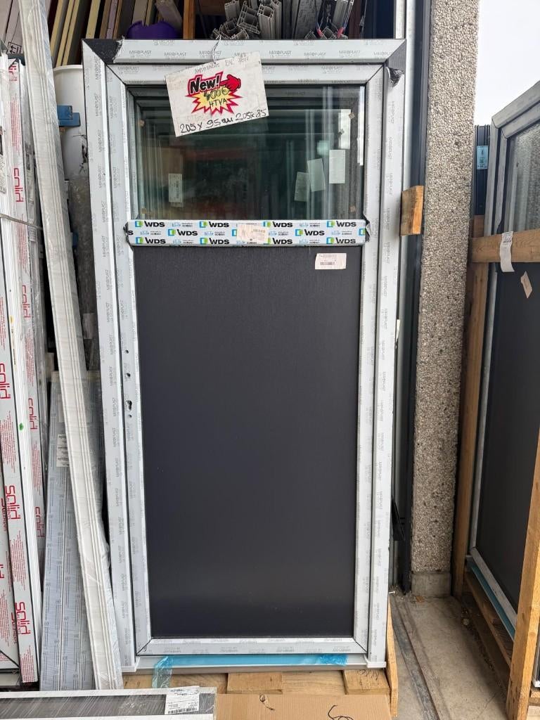 Porte en pvc gris anthracite ral 7016 poignée compris, Bricolage & Construction, Enlèvement, Neuf, Vitre comprise
