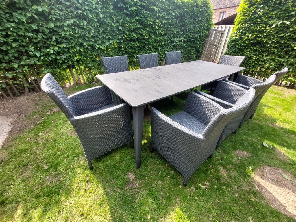Table de jardin 98 x 236 cm. (places vendues), Jardin & Terrasse, Ensembles de jardin, Salons de jardin, Synthétique, Chaise, Enlèvement