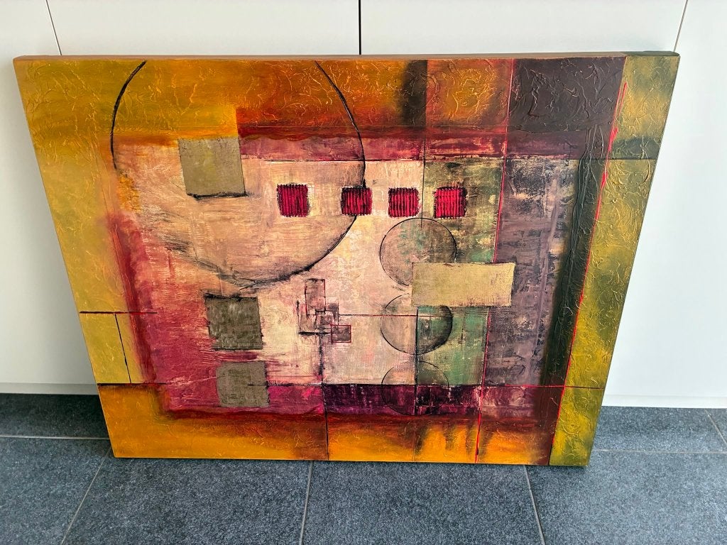 Kleurrijk modern schilderij, Antiek en Kunst, Ophalen, Abstract