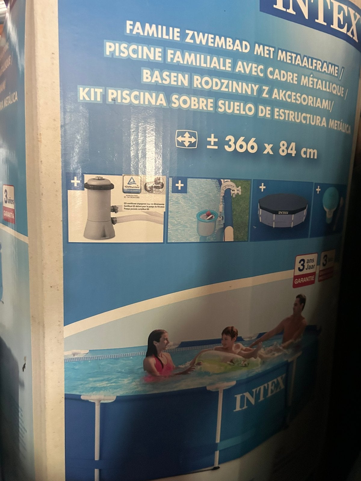 Zwembad intex 366x84 cm met trap of zonder, Tuin en Terras, Ophalen, Zo goed als nieuw
