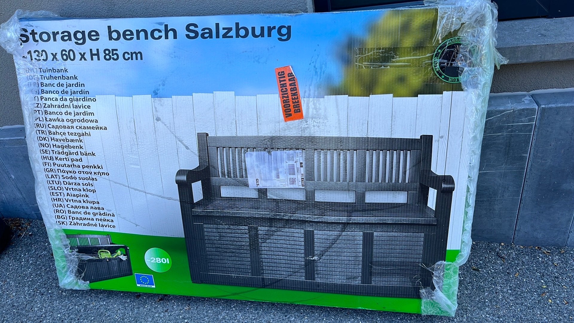 Banc de jardin coffre 280l neuf et emballé. Anthracite, Enlèvement, Neuf