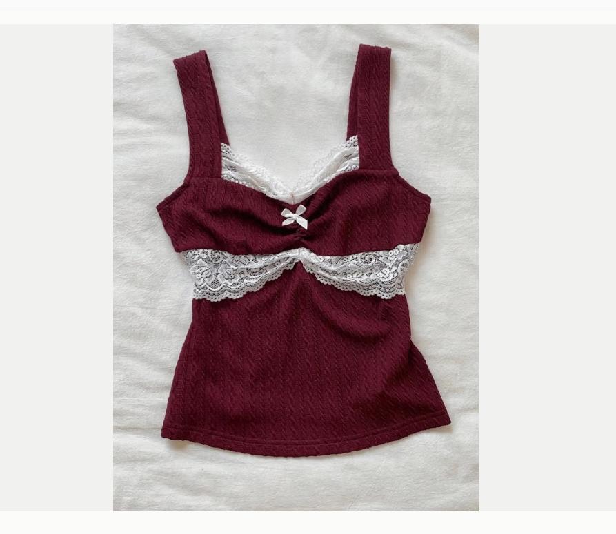 Luxe Y2k zomerse tank top met kanten details en strikje Rood, Kleding | Dames, Verzenden, Nieuw, Rood