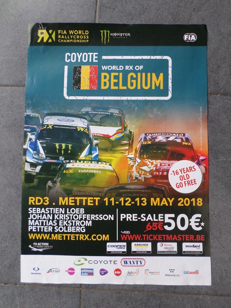 World rallycross championship Belgium - affiche 60x40 - 2018, Enlèvement ou Envoi, Rectangulaire vertical, A1 jusqu'à A3, Utilisé