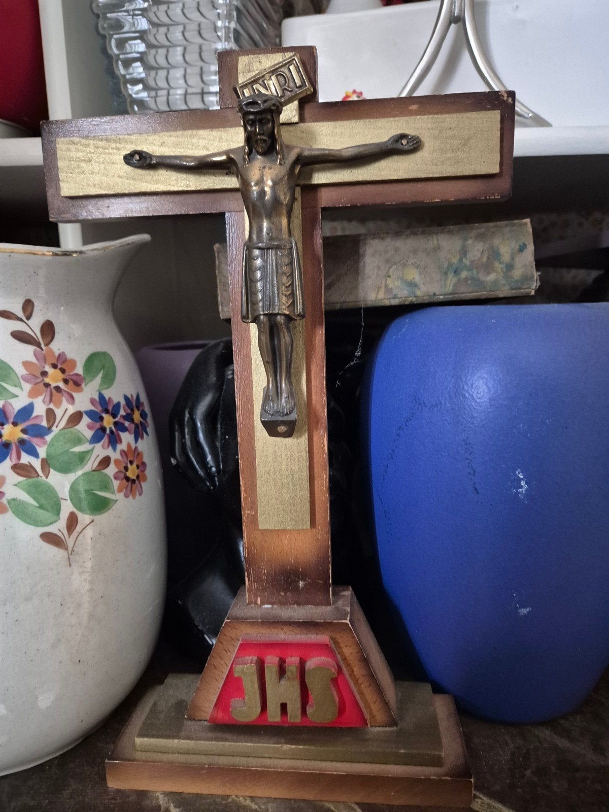 art deco houten kruisbeeld, Antiek en Kunst, Ophalen