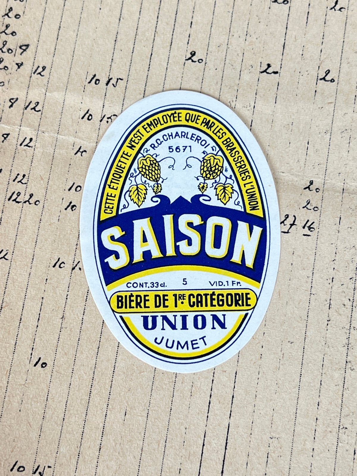 Tag: Union Jumet Brewery Season, Verzamelen, Ophalen of Verzenden, Gebruikt