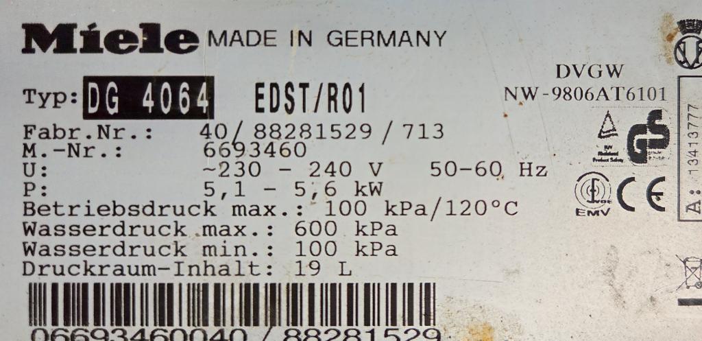 Miele hogedruk stoomoven DG 4064 (voor wisselstukken), Elektronische apparatuur, Ovens, Ophalen, Stoom, Inbouw, Stoomoven