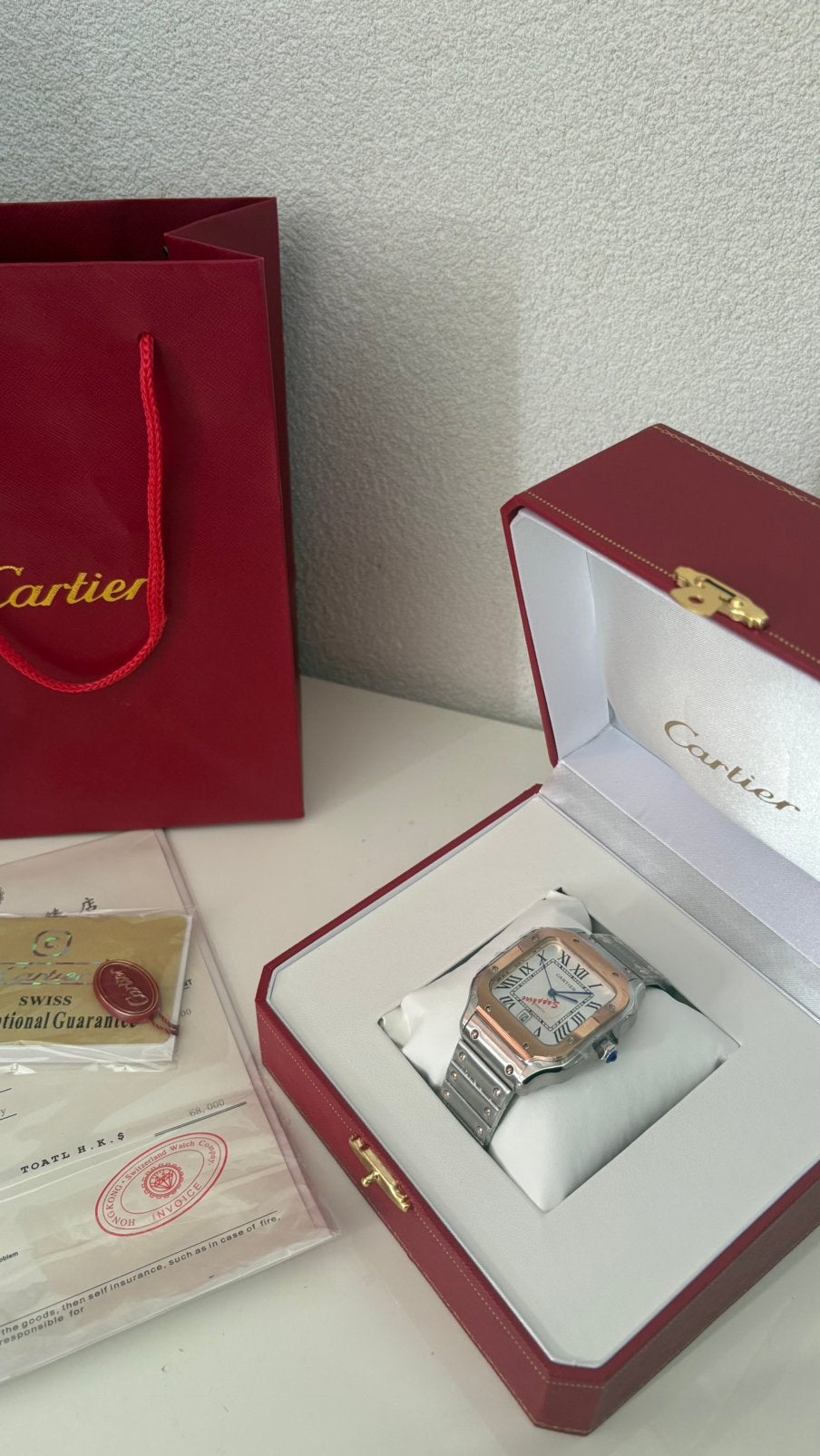 Cartier Santos de Cartier Rose Silver 40MM Horloge, Enlèvement ou Envoi, Étanche, Neuf