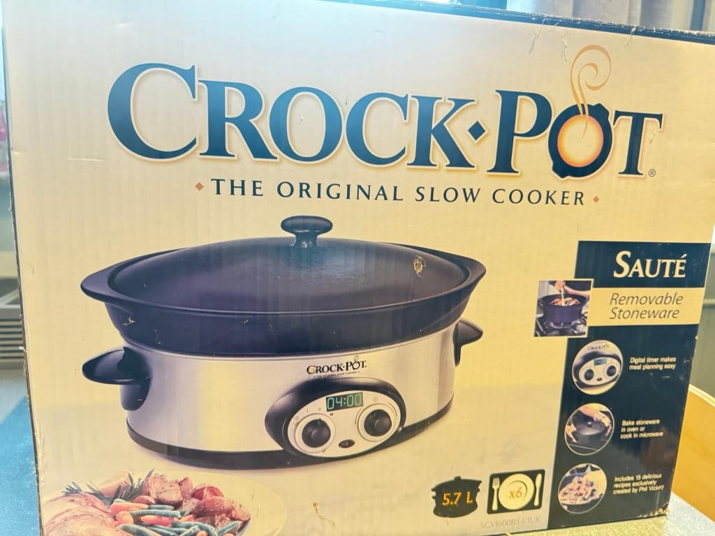 Crock-Pot SCVI600BS 5,7L gesauteerde Crock-Pot slowcooker, Elektronische apparatuur, Ophalen, Timer, Gebruikt