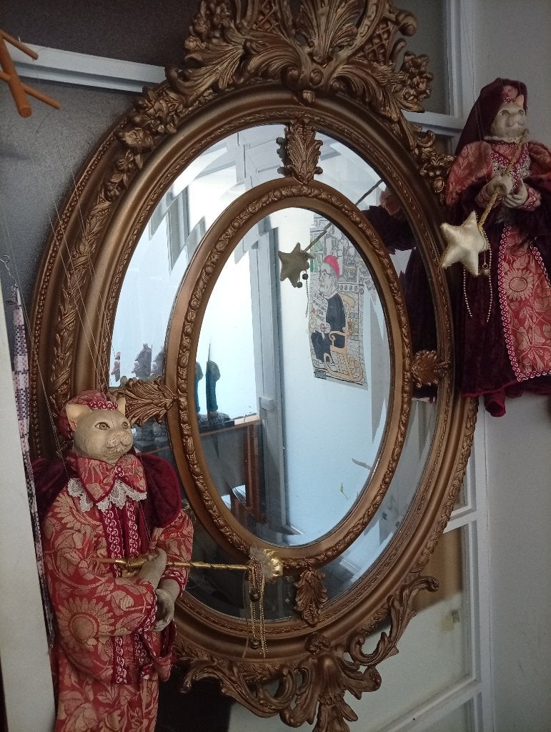Miroir ancien, double coupe, intact, Antiquités & Art, Enlèvement