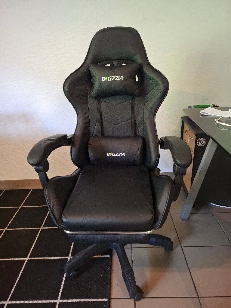 Bigzzia Ergonomic Gaming chair met lendensteun en hoofdsteun, Huis en Inrichting, Bureaustoelen, Ophalen, Gaming bureaustoel, Zwart