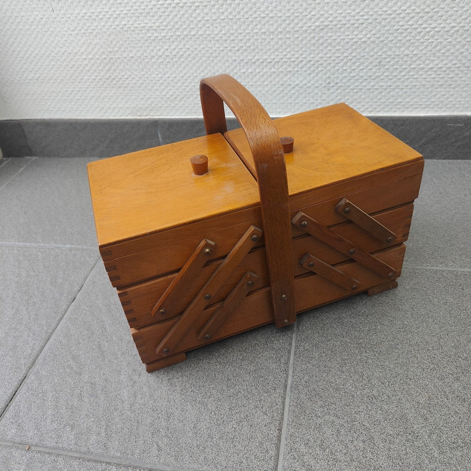 vintage naaikoffer, Ophalen