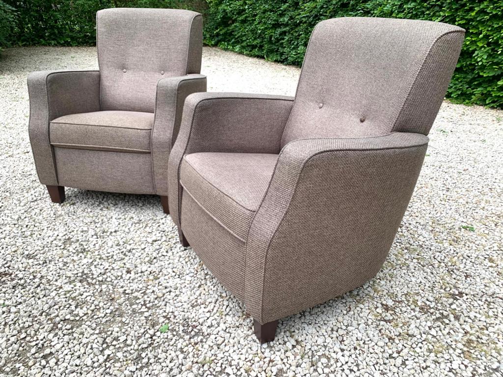2 exclusieve tweed kwaliteit’s fauteuils van novastyl, Maison & Meubles, Fauteuils, Comme neuf, Enlèvement