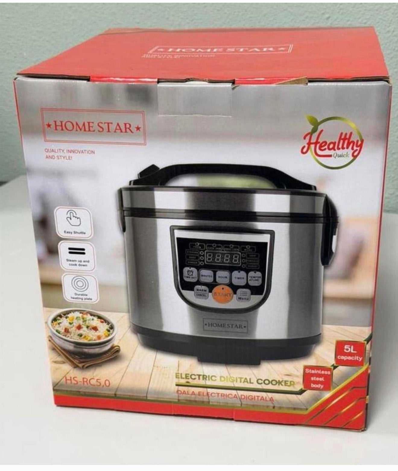 Multicuiseur Homestar HS-RC5.0, 5 L, acier inoxydable, neuf, Enlèvement ou Envoi, Lave-vaisselle, Neuf