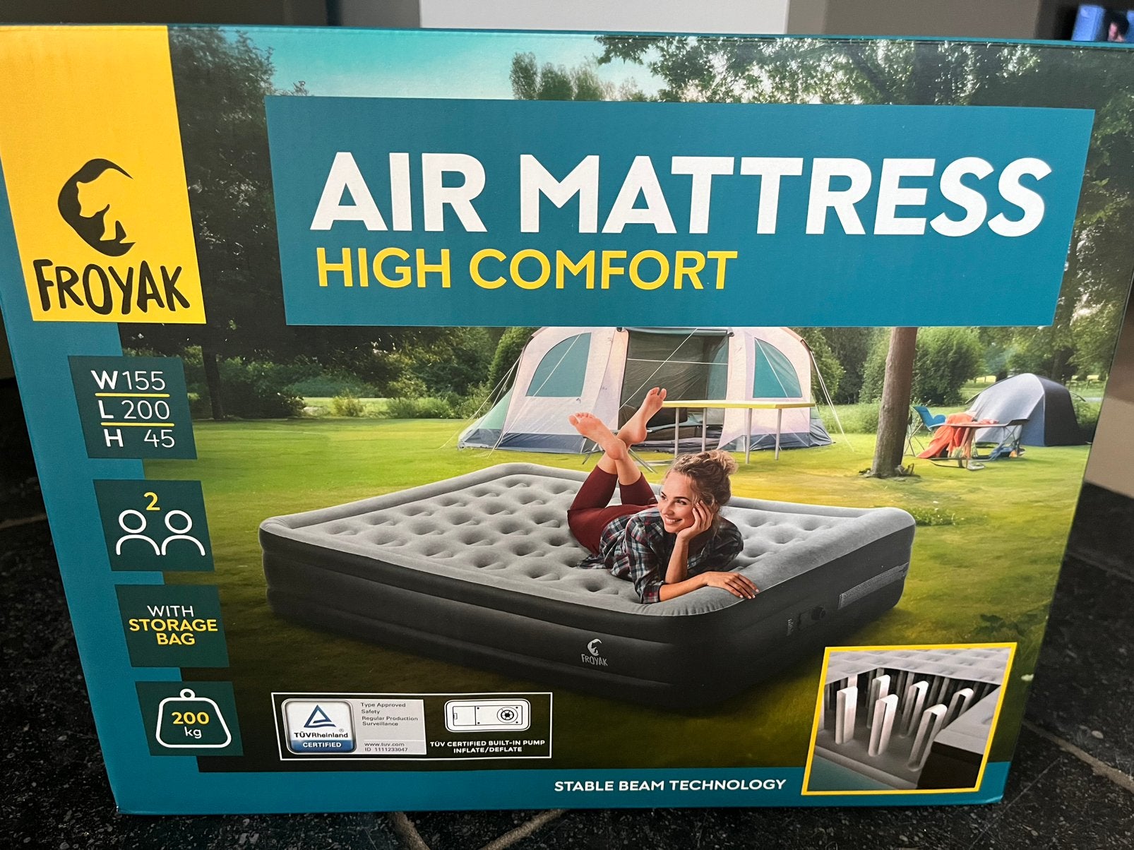 Froyak luchtmatras 2 personen, Caravans en Kamperen, Luchtbedden, Ophalen of Verzenden, Nieuw