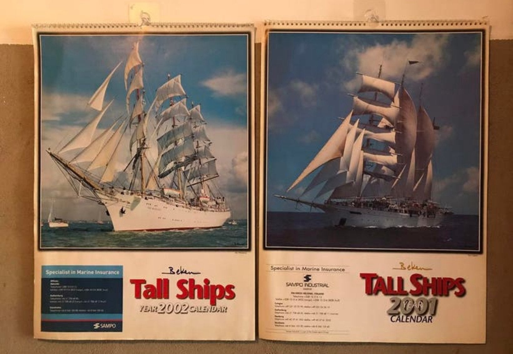 3 grote kalenders van The Tall Ships 1995-2001 en 2002, Divers, Calendriers, Enlèvement, Comme neuf