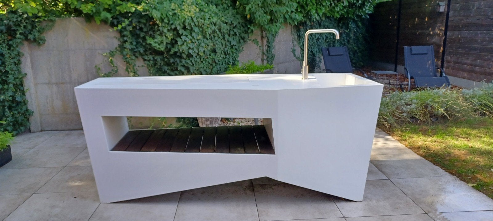 Buitenmeubel :wit , heel duurzaam materiaal., Jardin & Terrasse, Stockage & Armoires de jardin, Enlèvement, Utilisé, Synthétique