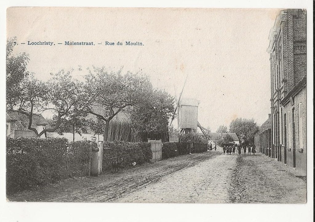 lochristi pk molenstraat molen moulin 1905, Verzamelen, Ophalen of Verzenden, Voor 1920, Gelopen, Oost-Vlaanderen