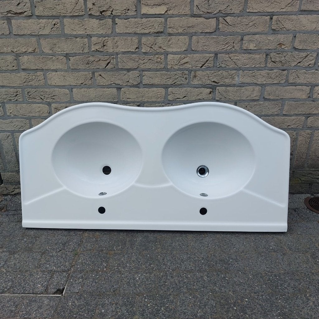 dubbele wastafel (lavabo), Doe-het-zelf en Bouw, Sanitair, Ophalen, Gebruikt, Wastafel