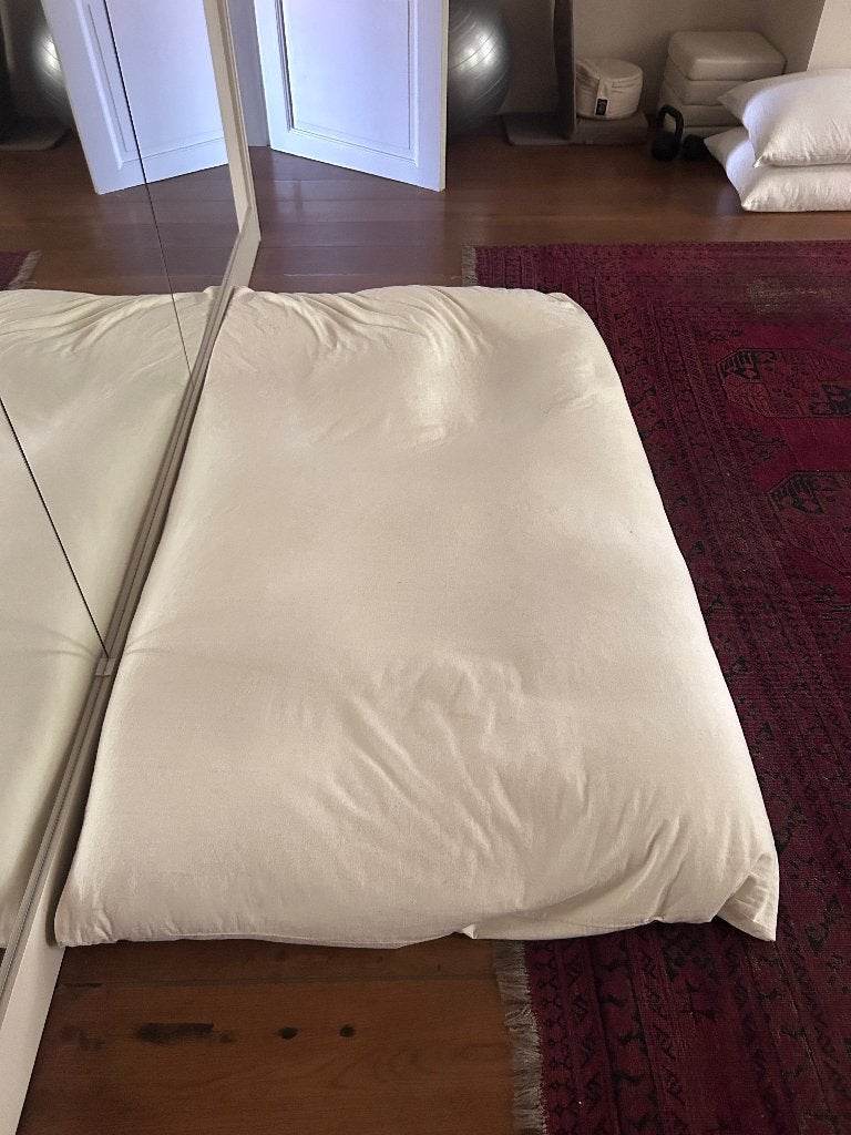 grote katoenen zitzak rechthoekig, Enlèvement, Neuf, Beige, Pouf